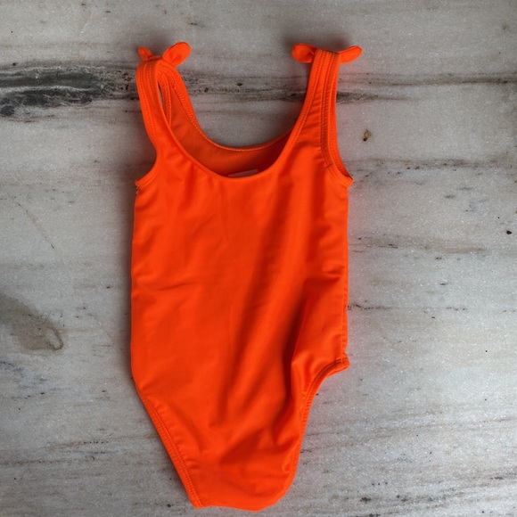 BABY CAT & JACK ORANGE SWIMSUIT WITH BOW DETAIL SIZE:12 MO - Picture 2 of 2